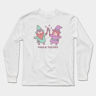 Cute Wizard And Witch Girl Magical Together Long Sleeve T-Shirt